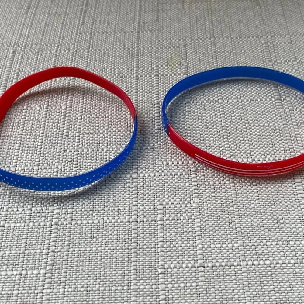 Patriot Bracelet Rubber Elastic US Flag Wrist Band 4th July Jewelry set of 2